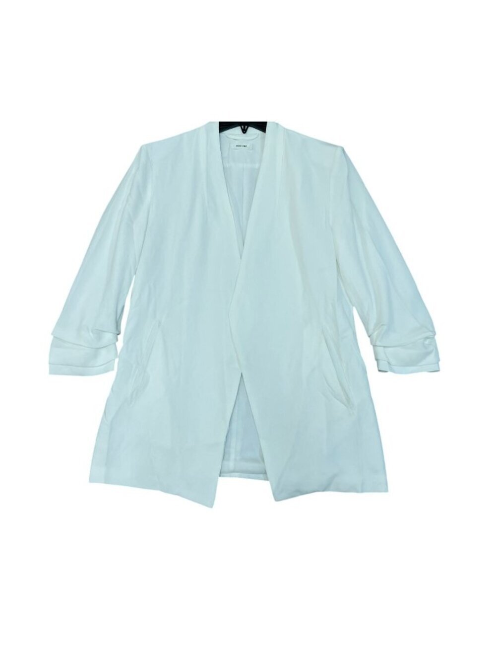 Mod Ref Women's M White  Open Front Long Sleeve Blazer Ruched Sleeve P0866